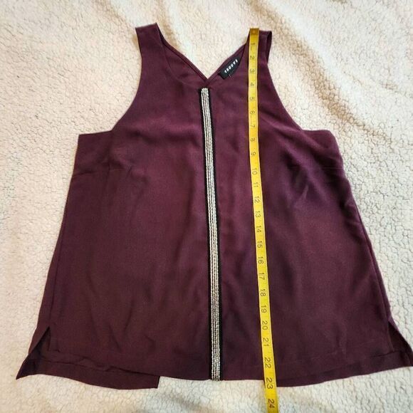 Trouve Top Beaded Sleeveless Tank Purple Scoop Neck Split cross Back Size S - Picture 8 of 8